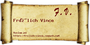 Frölich Vince névjegykártya